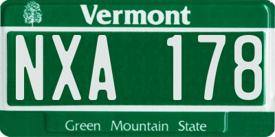 VT license plate NXA178