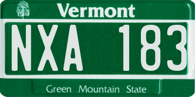 VT license plate NXA183