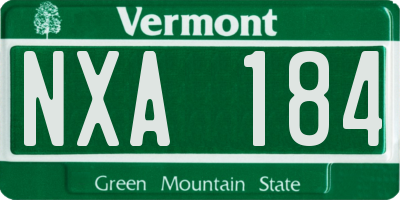VT license plate NXA184
