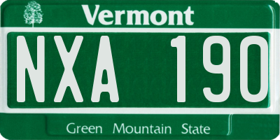 VT license plate NXA190