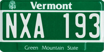 VT license plate NXA193