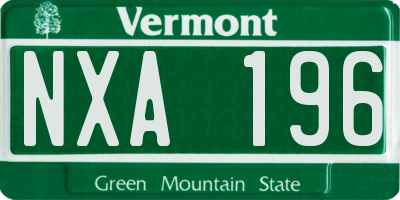 VT license plate NXA196