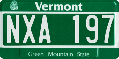 VT license plate NXA197
