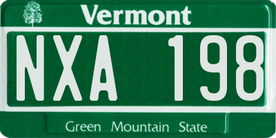 VT license plate NXA198
