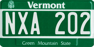VT license plate NXA202
