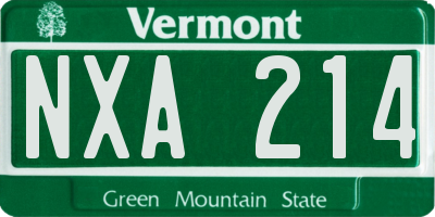 VT license plate NXA214