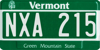 VT license plate NXA215