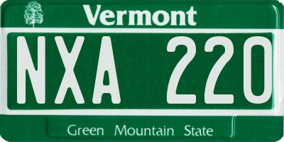 VT license plate NXA220