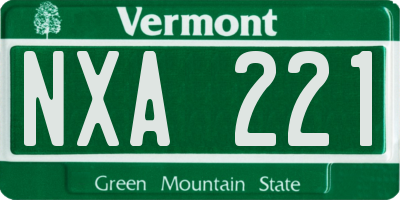 VT license plate NXA221