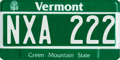 VT license plate NXA222