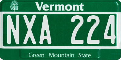 VT license plate NXA224