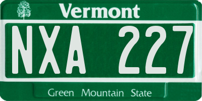 VT license plate NXA227