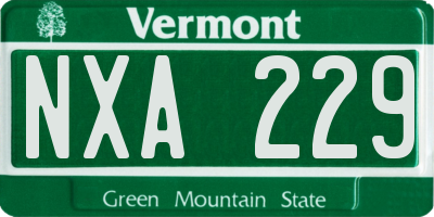 VT license plate NXA229