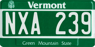 VT license plate NXA239