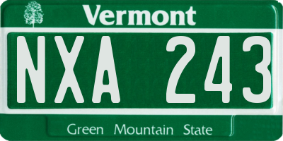 VT license plate NXA243