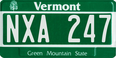 VT license plate NXA247