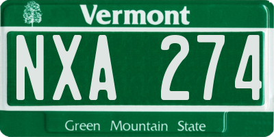 VT license plate NXA274