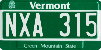 VT license plate NXA315