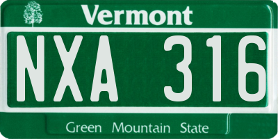 VT license plate NXA316
