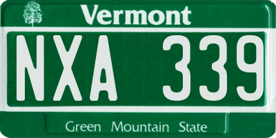 VT license plate NXA339
