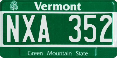 VT license plate NXA352