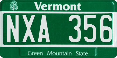 VT license plate NXA356