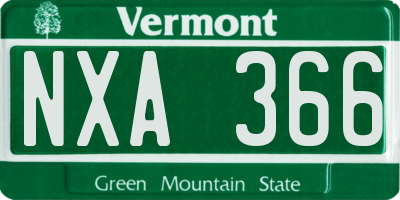 VT license plate NXA366