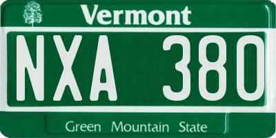 VT license plate NXA380