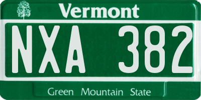 VT license plate NXA382