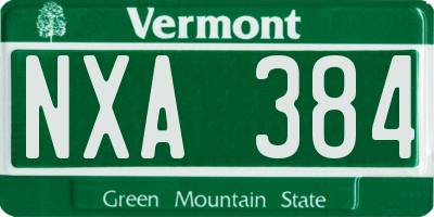 VT license plate NXA384
