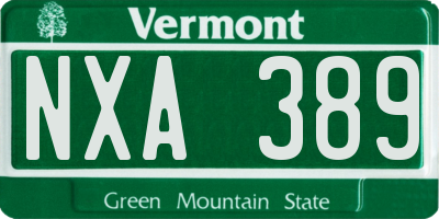 VT license plate NXA389