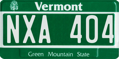 VT license plate NXA404