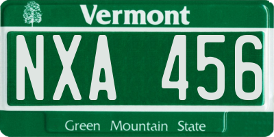 VT license plate NXA456