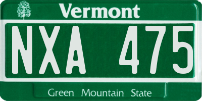 VT license plate NXA475