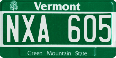 VT license plate NXA605