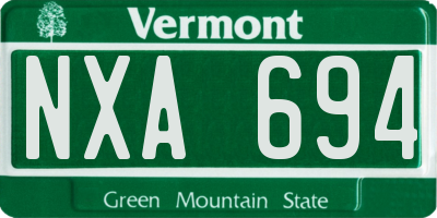 VT license plate NXA694