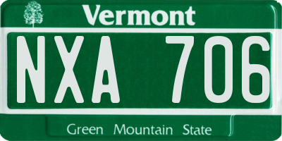 VT license plate NXA706