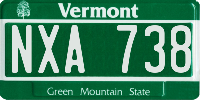 VT license plate NXA738