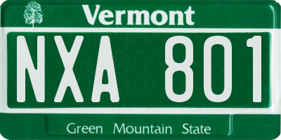 VT license plate NXA801