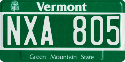 VT license plate NXA805