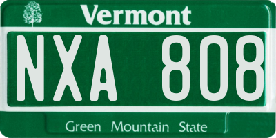 VT license plate NXA808