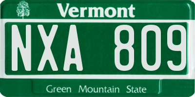 VT license plate NXA809