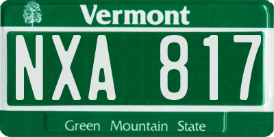 VT license plate NXA817