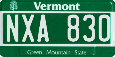 VT license plate NXA830