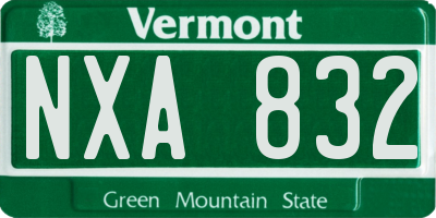 VT license plate NXA832
