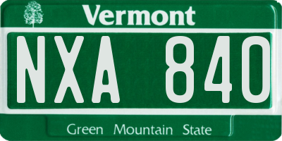 VT license plate NXA840