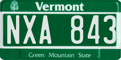 VT license plate NXA843