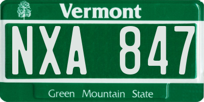 VT license plate NXA847