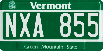 VT license plate NXA855
