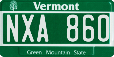 VT license plate NXA860